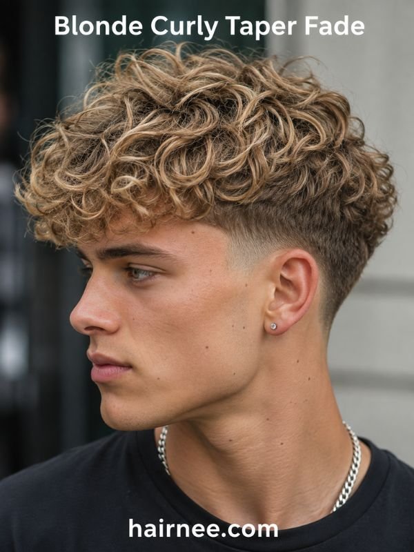 Blonde Curly Taper Fade