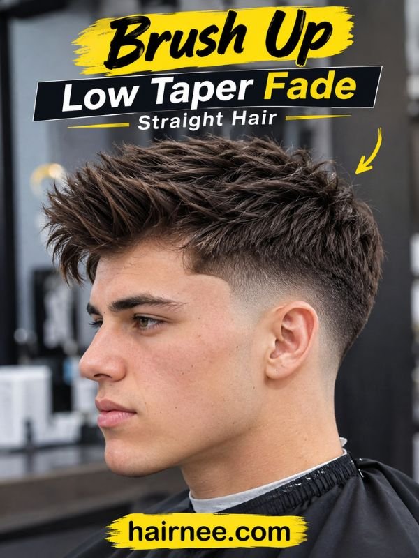 Brush Up Low Taper Fade Straight Hair
