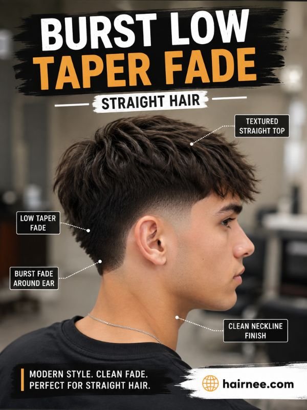 Burst Low Taper Fade Straight Hair