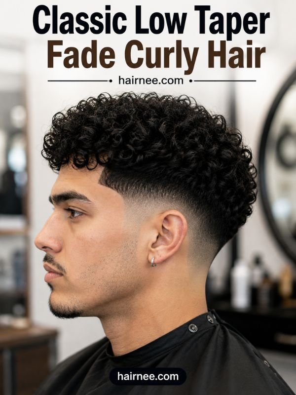 Classic Low Taper Fade Curly Hair realistic