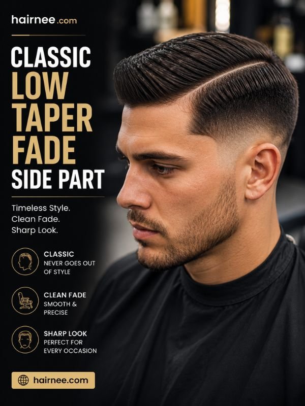 Classic Low Taper Fade Side Part