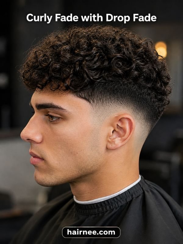 Curly Fade with Drop Fade