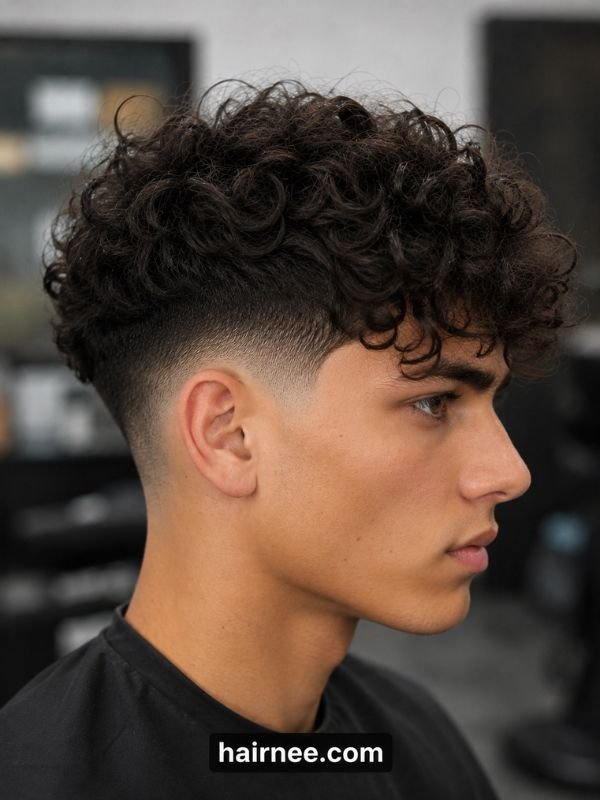 Curly Undercut with Low Fade