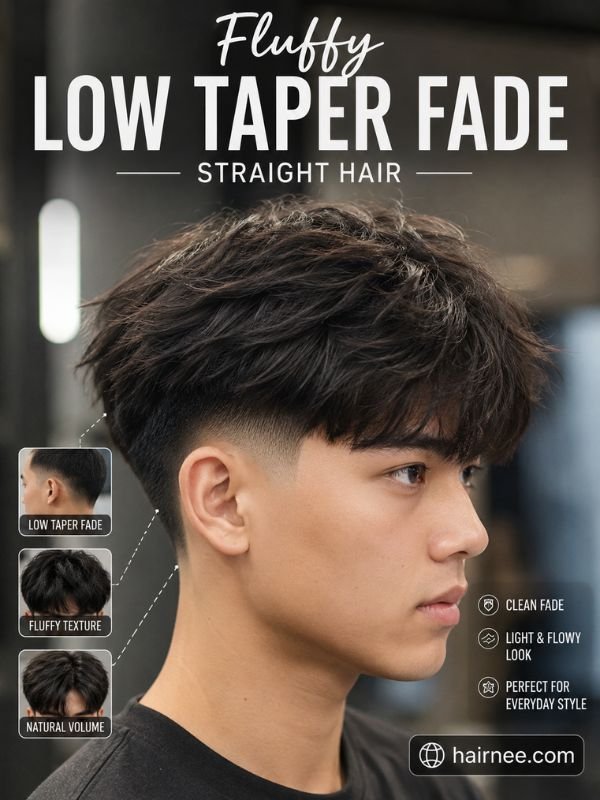 Fluffy Low Taper Fade Straight Hair