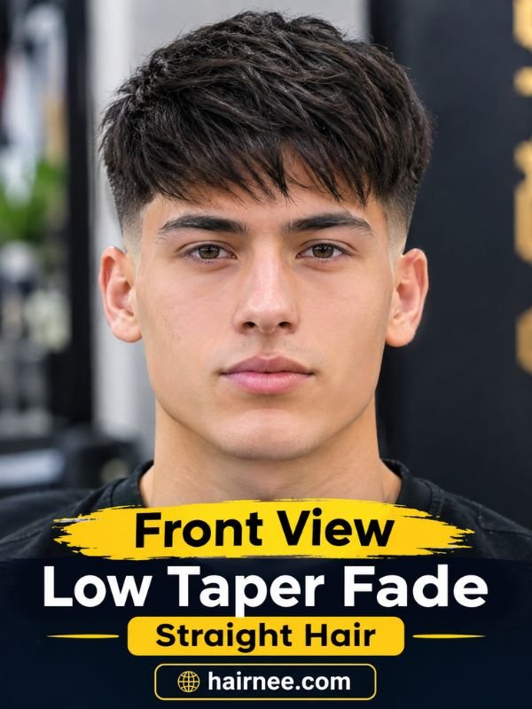 Front View Low Taper Fade Straight Hair