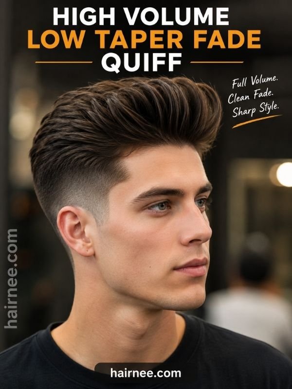 High Volume Low Taper Fade Quiff