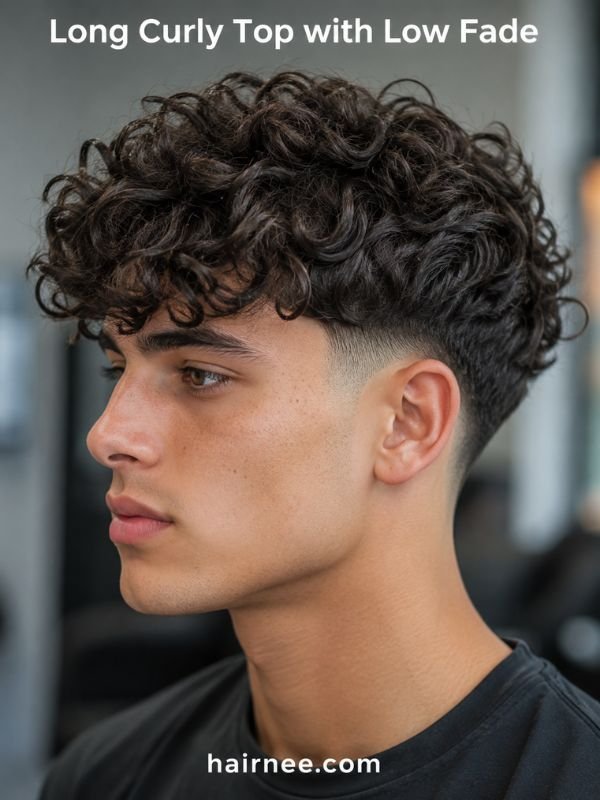 Long Curly Top with Low Fade