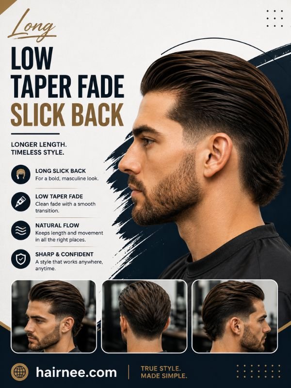Long Low Taper Fade Slick Back