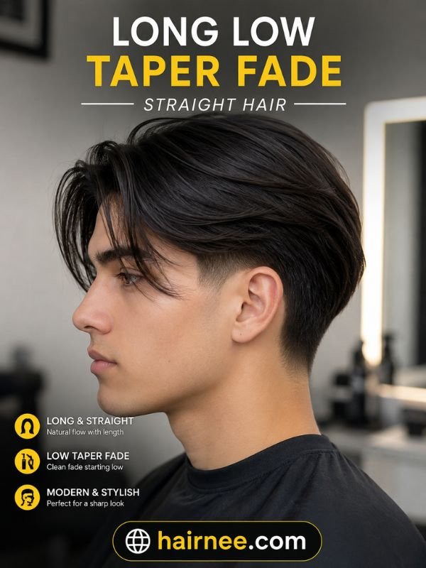 Long Low Taper Fade Straight Hair