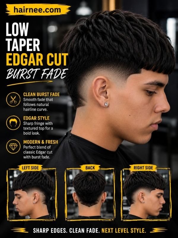 Low Taper Edgar Cut Burst Fade