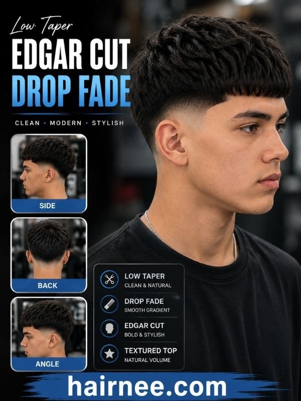 Low Taper Edgar Cut Drop Fade