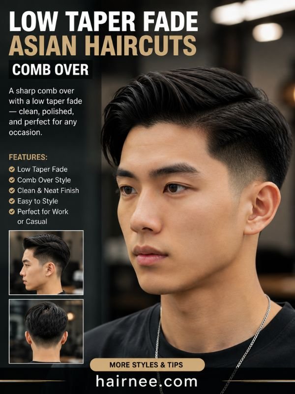 Low Taper Fade Asian Haircuts Comb Over