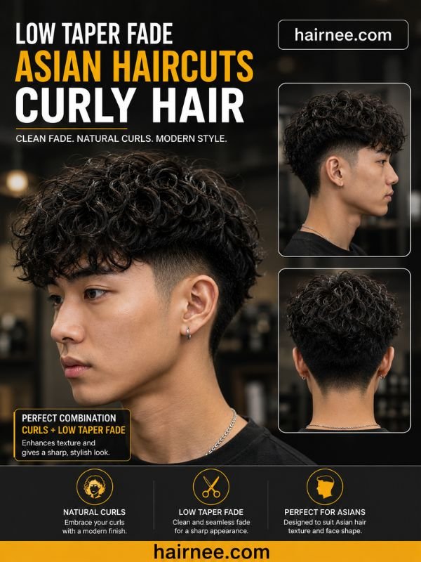 Low Taper Fade Asian Haircuts Curly Hair