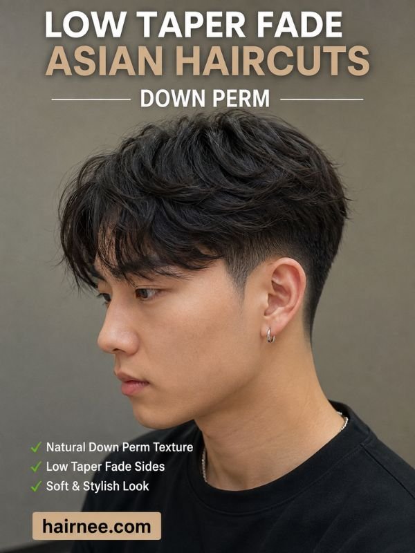 Low Taper Fade Asian Haircuts Down Perm