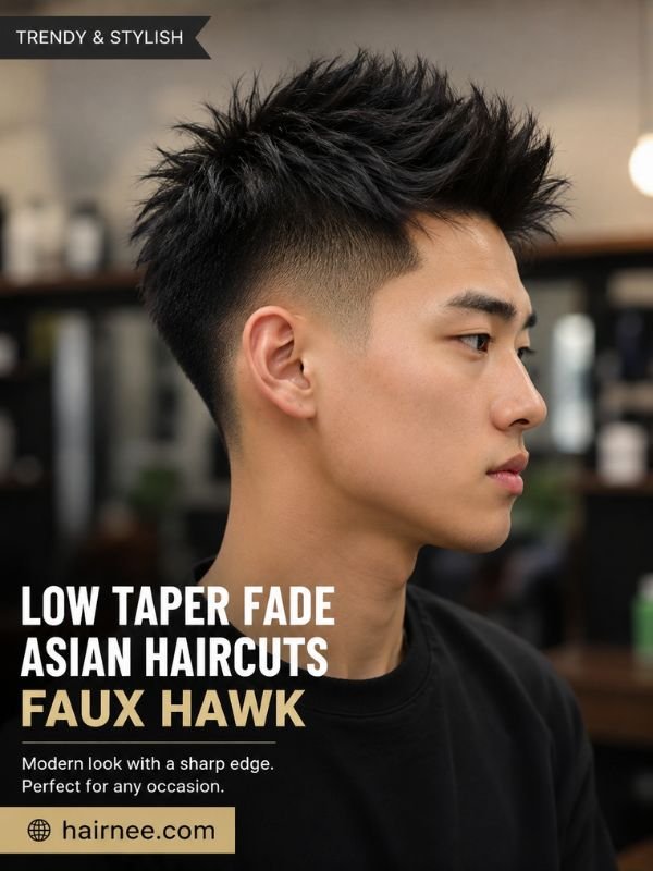 Low Taper Fade Asian Haircuts Faux Hawk