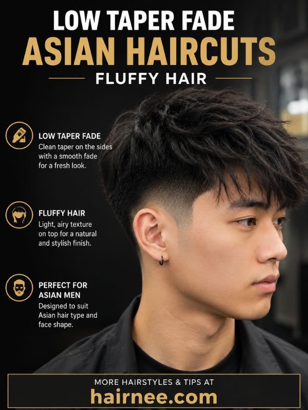 Low Taper Fade Asian Haircuts Fluffy Hair