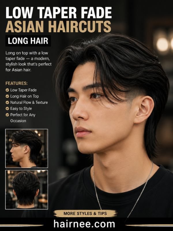 Low Taper Fade Asian Haircuts Long Hair
