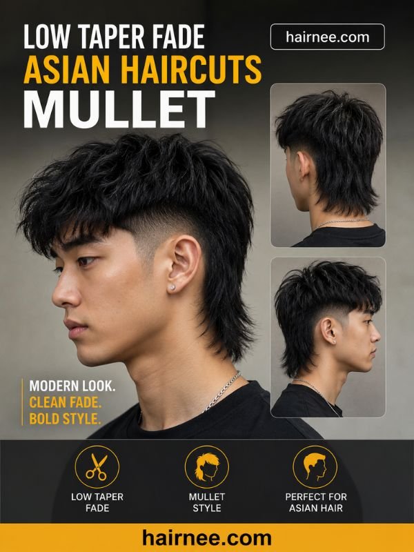 Low Taper Fade Asian Haircuts Mullet