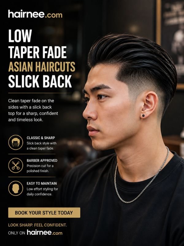 Low Taper Fade Asian Haircuts Slick Back