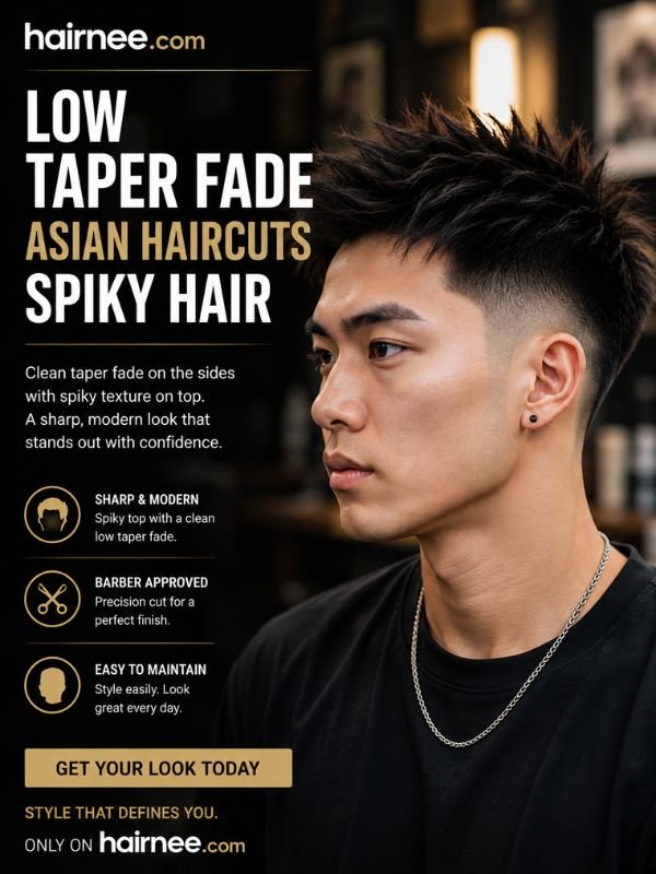 Low Taper Fade Asian Haircuts Spiky Hair
