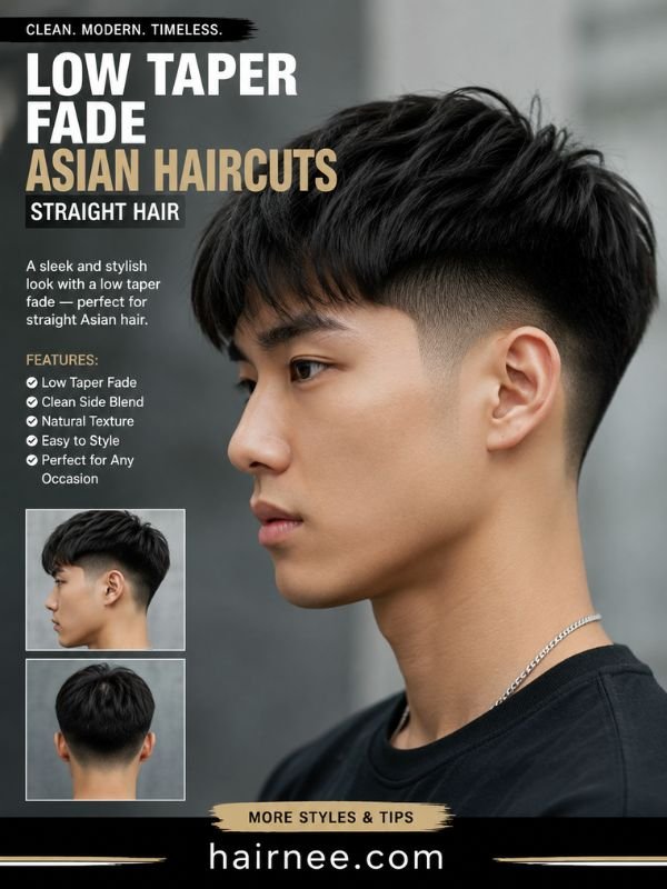 Low Taper Fade Asian Haircuts Straight Hair
