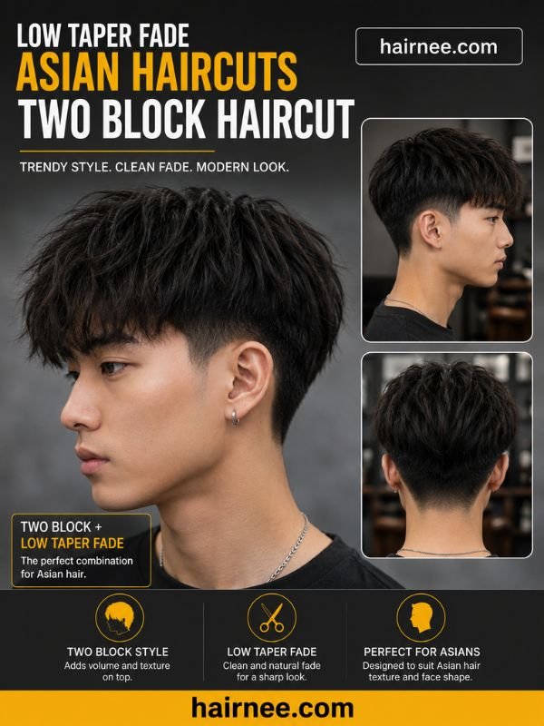 Low Taper Fade Asian Haircuts Two Block Haircut