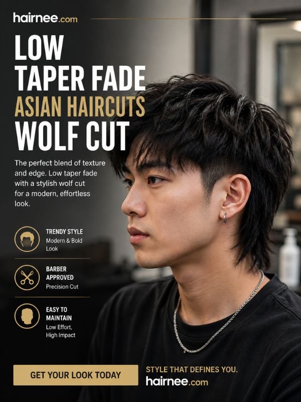 Low Taper Fade Asian Haircuts Wolf Cut