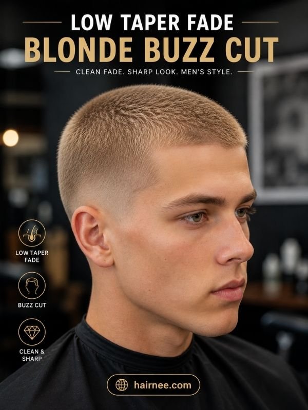 Low Taper Fade Blonde Buzz Cut