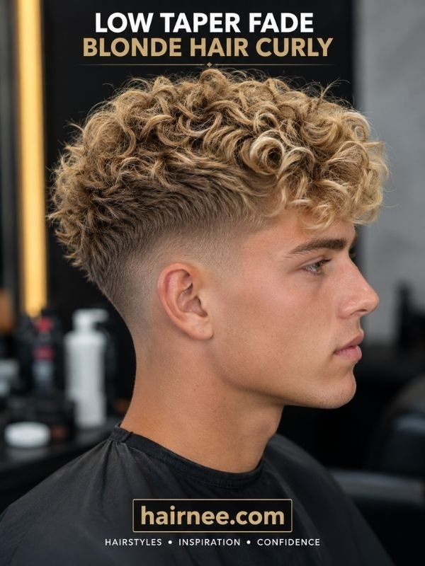 Low Taper Fade Blonde Hair Curly