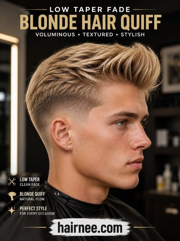 Low Taper Fade Blonde Hair Quiff