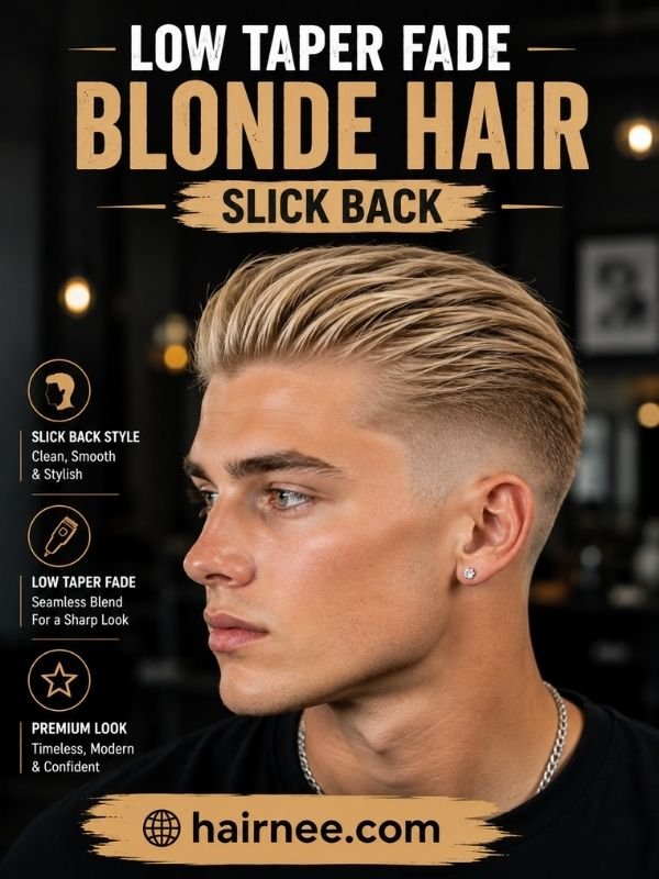 Low Taper Fade Blonde Hair Slick Back