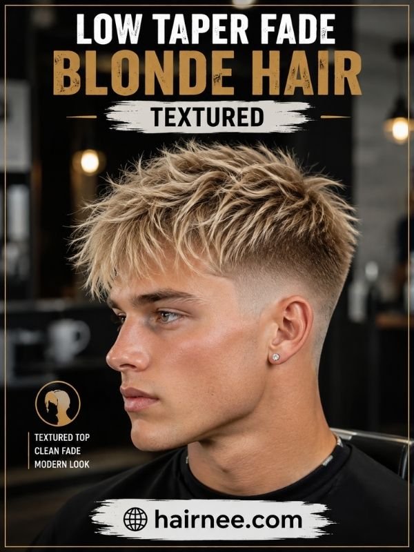 Low Taper Fade Blonde Hair Textured