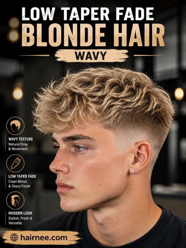 Low Taper Fade Blonde Hair Wavy