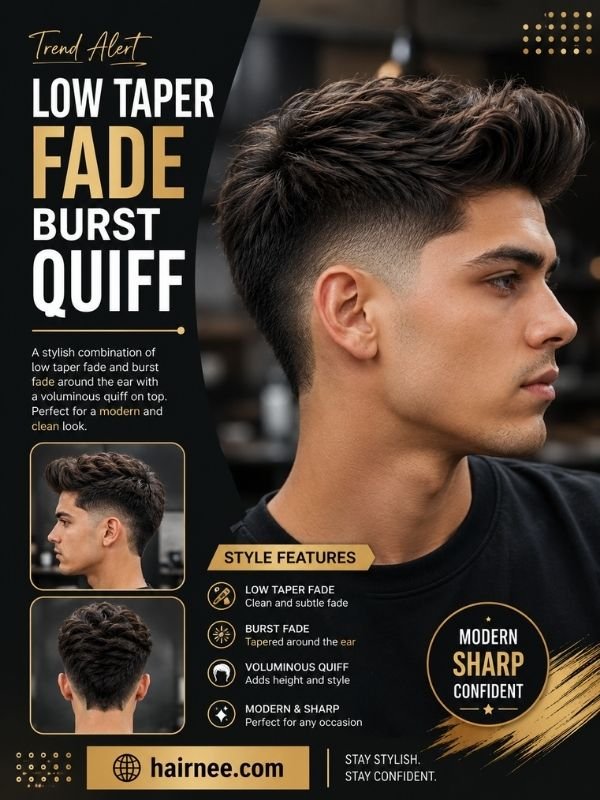 Low Taper Fade Burst Quiff