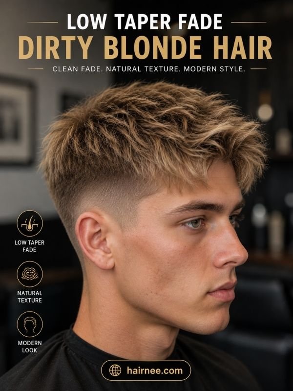 Low Taper Fade Dirty Blonde Hair