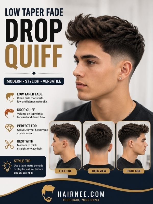 Low Taper Fade Drop Quiff
