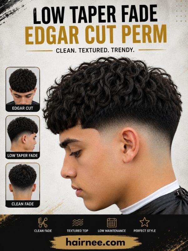 Low Taper Fade Edgar Cut Perm