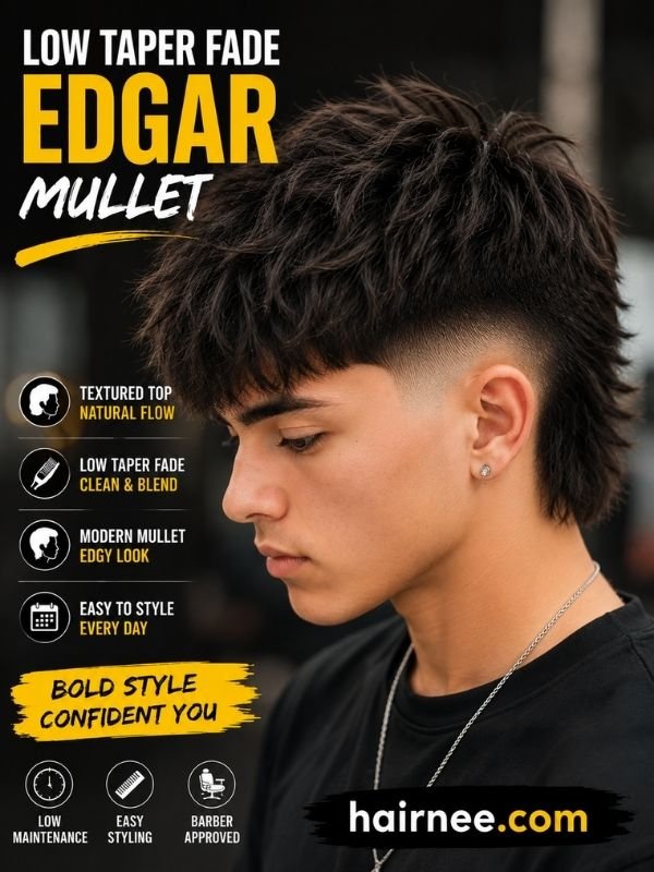 Low Taper Fade Edgar Mullet