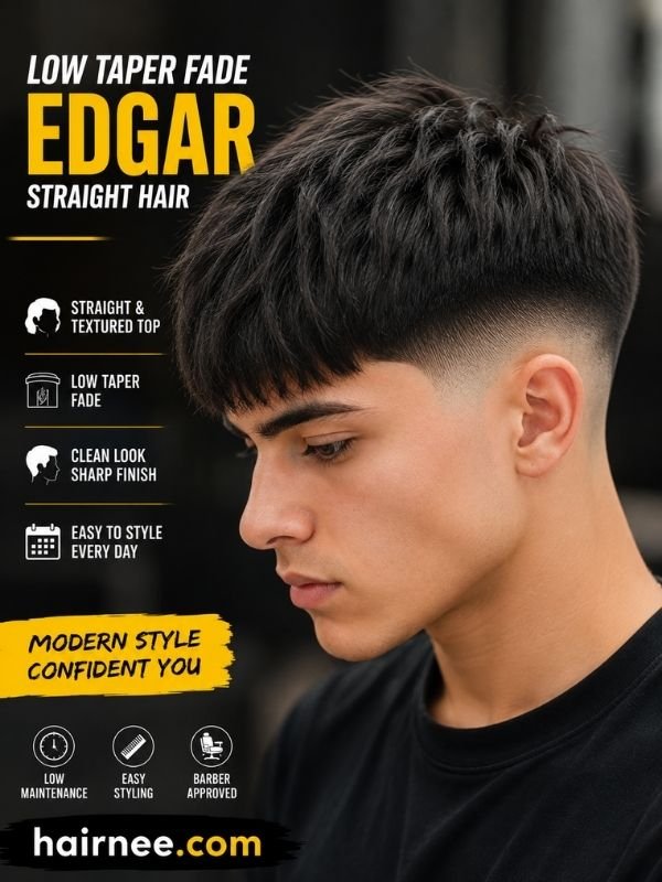 Low Taper Fade Edgar Straight Hair