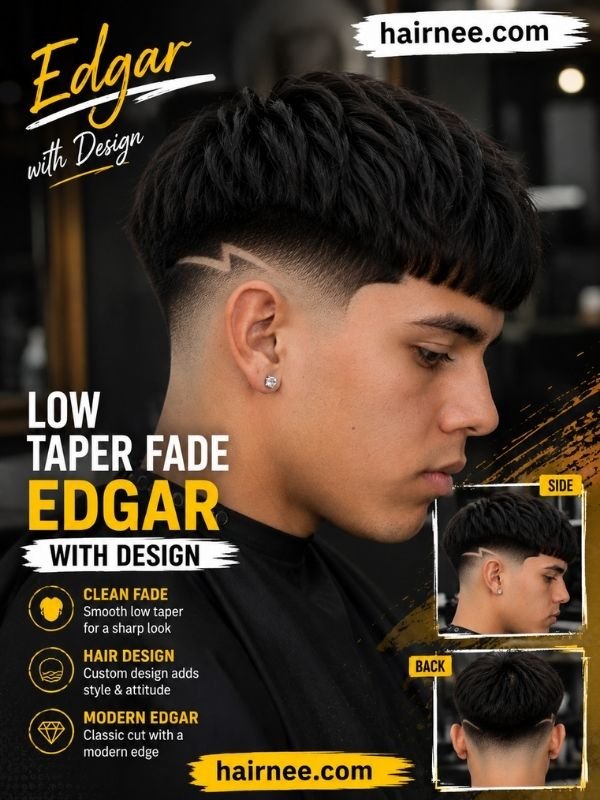 Low Taper Fade Edgar with Design