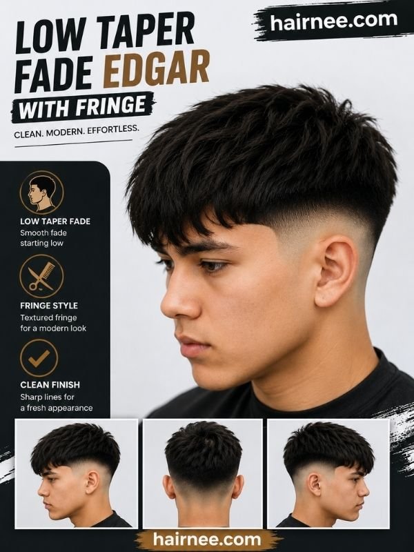 Low Taper Fade Edgar with Fringe