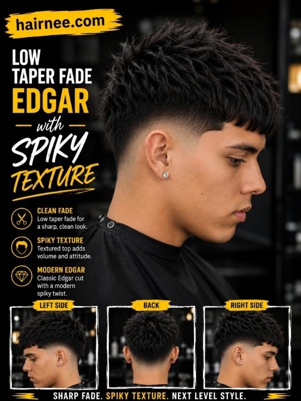 Low Taper Fade Edgar with Spiky Texture