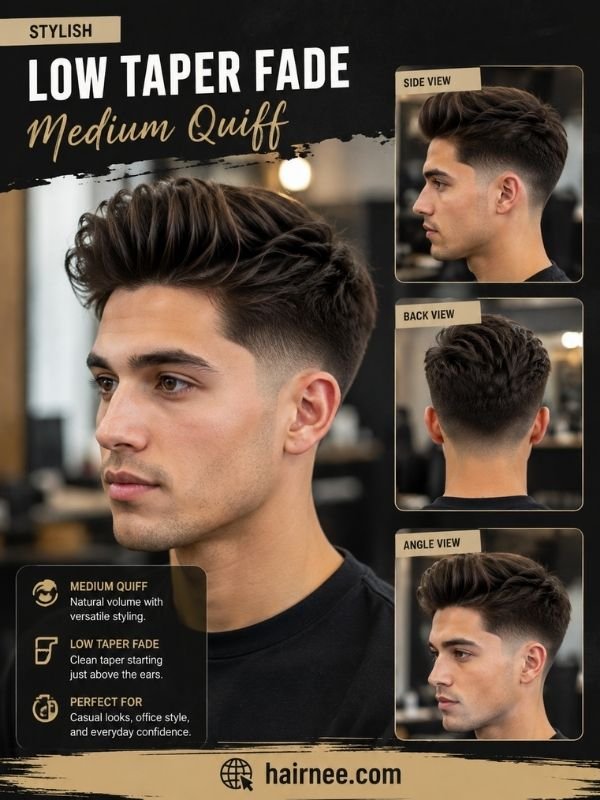Low Taper Fade Medium Quiff