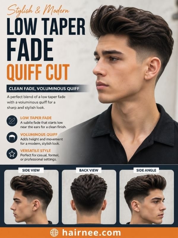 Low Taper Fade Quiff Cut