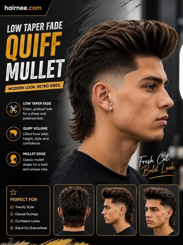 Low Taper Fade Quiff Mullet
