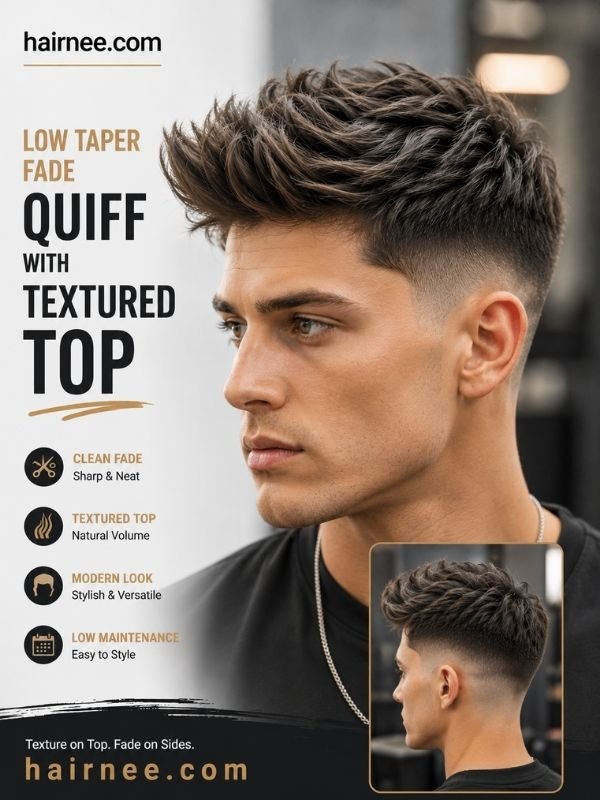 Low Taper Fade Quiff with Textured Top