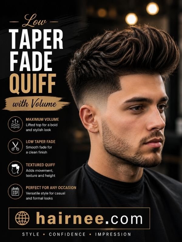 Low Taper Fade Quiff with Volume