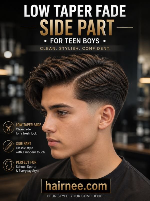 Low Taper Fade Side Part for Teen Boys