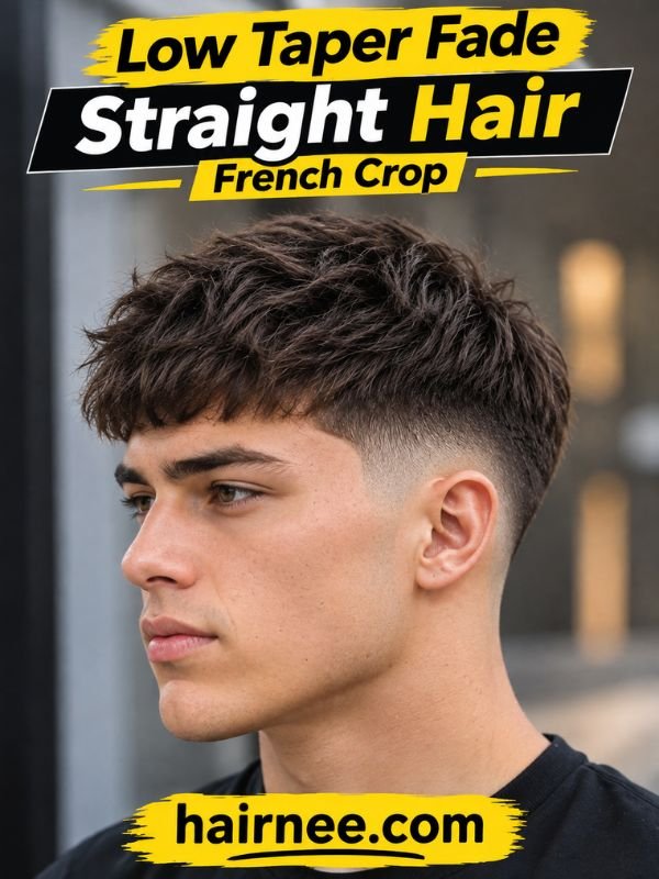 Low Taper Fade Straight Hair French Crop