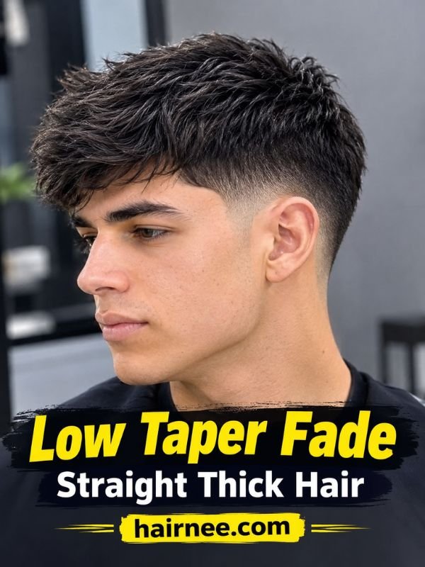 Low Taper Fade Straight Thick Hair